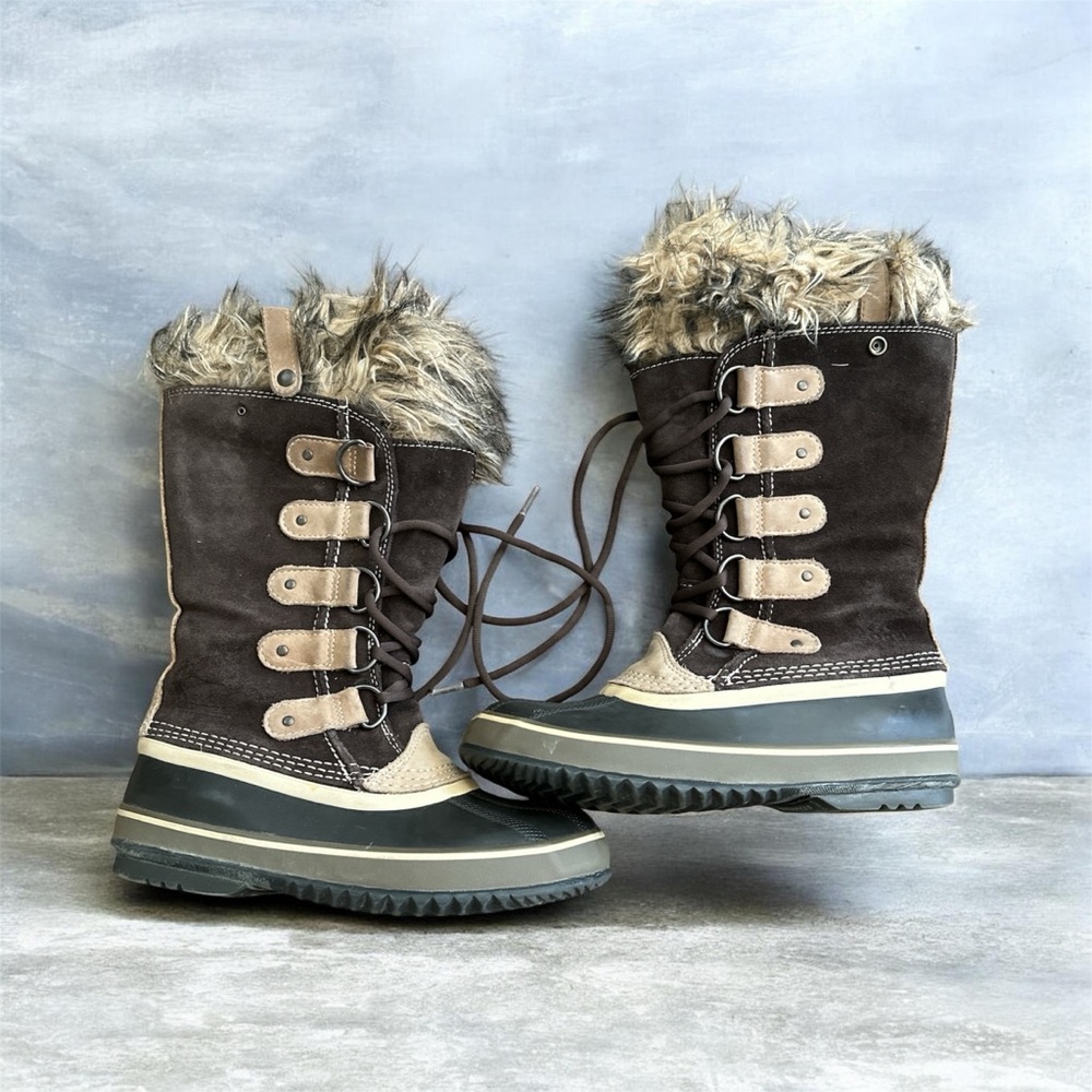Sorel Brown and Tan Fur-Trimmed Winter Boots